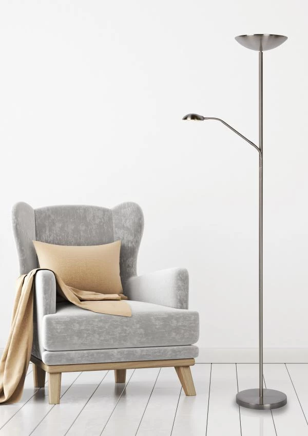 Lucide ZENITH - Floor reading lamp - LED Dim. - 3000K - Satin Chrome - ambiance 1